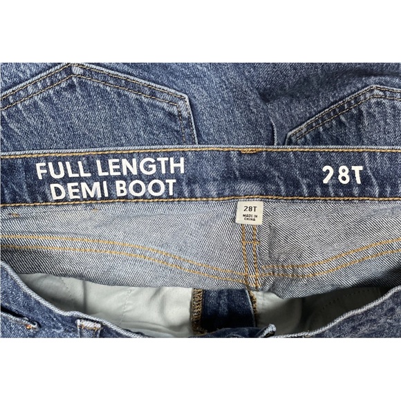 J Crew Full Length Demi Boot High Rise Jeans Medium Wash Blue Denim 28 Tall Raw - Picture 5 of 6